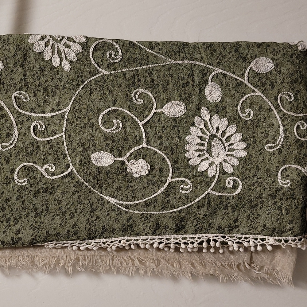 Sage Green & Creme Infinity Scarf